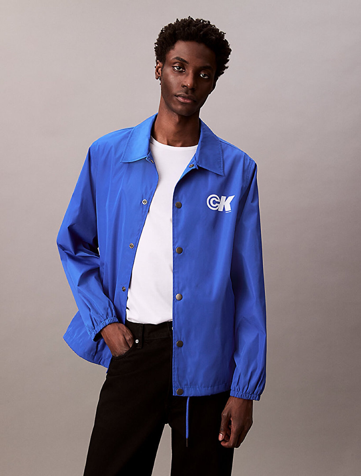 Calvin Klein Erkek Mavi Graphic Ceket