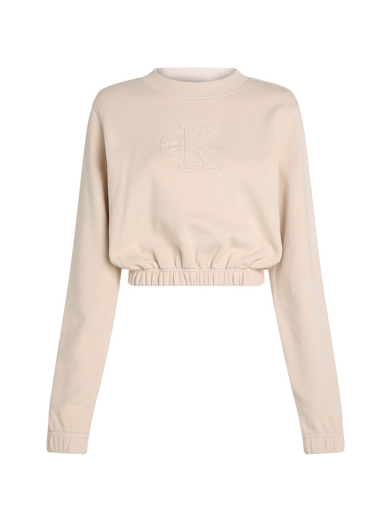 Calvin Klein Rejeneratif Pamuk Bej Kadın O Yaka Sweatshirts - J20J225363AEA