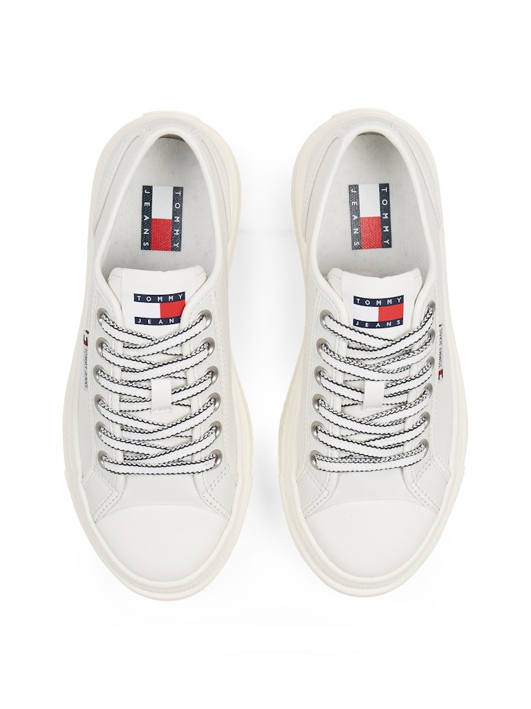 Tommy Hilfiger Deri Beyaz Kadın Kalın Taban Sneakers - EN0EN02714YBL