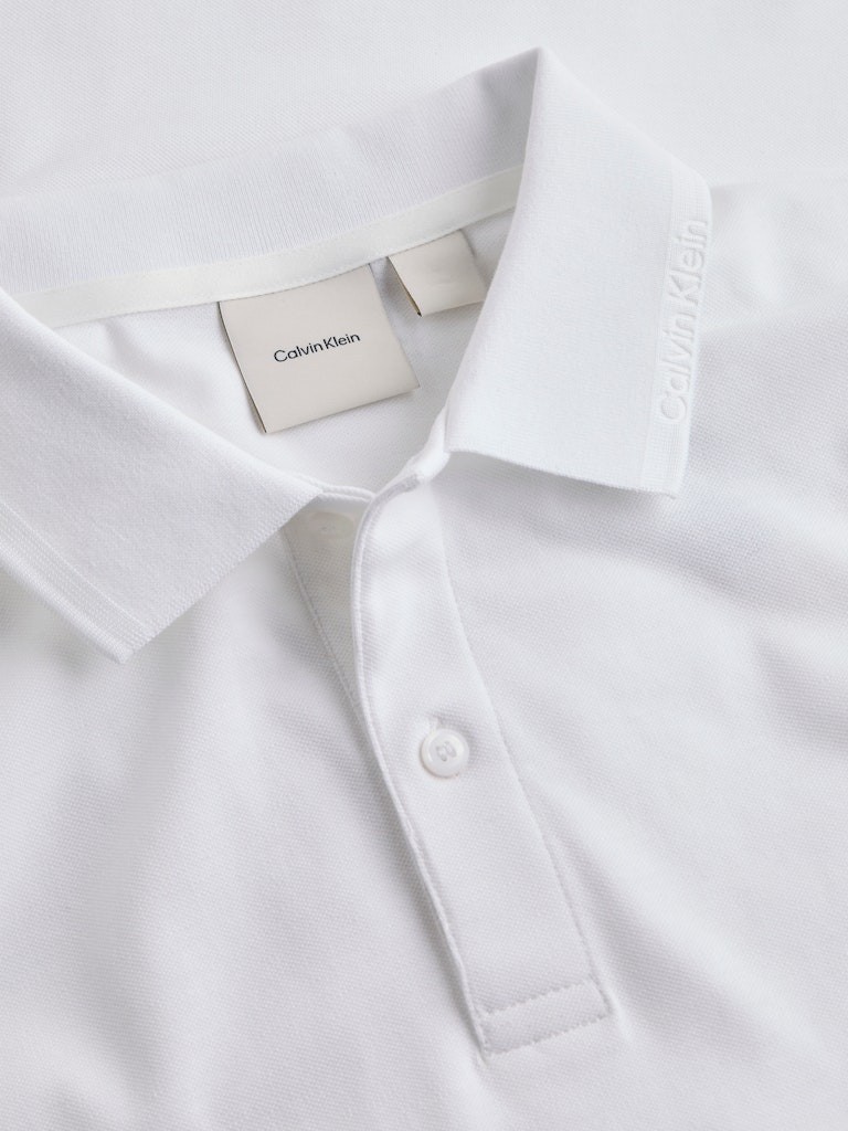 Calvin Klein Organik Pamuk Beyaz Erkek Kısa Kollu Düğmeli Polo Yaka T-Shirt - K10K114484YAF