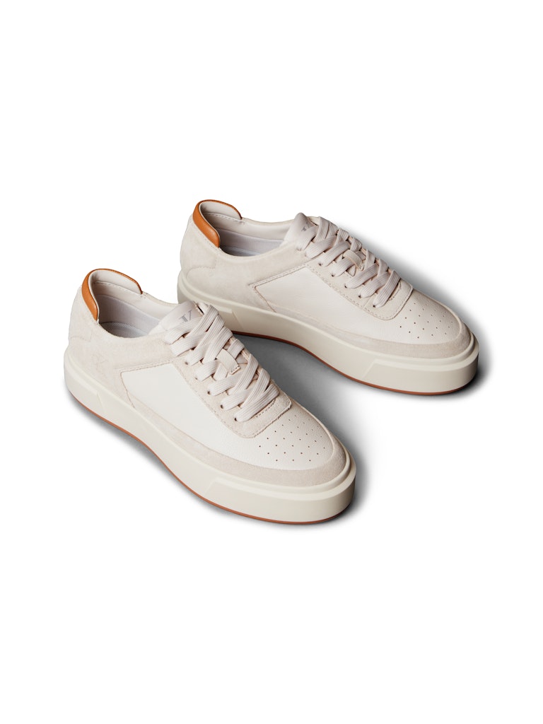 Calvin Klein Kadın Bej Deri Kısa Taban Basket Sneakers