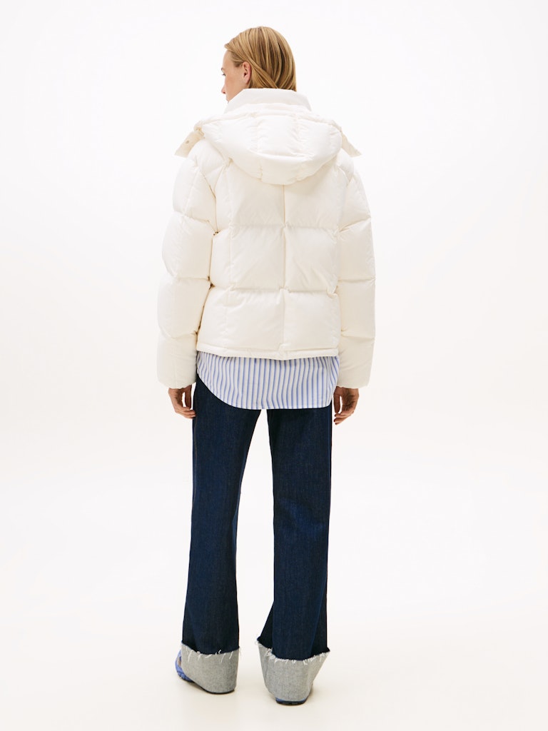 Tommy Hilfiger Kadın Kaz Tüyü Puffer Ekru Mont