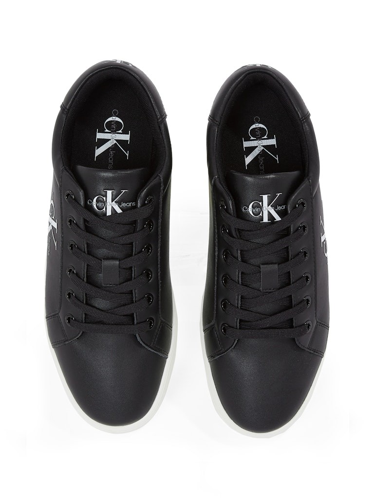 Calvin Klein Deri Siyah Erkek Kısa Taban Sneakers - YM0YM00491BDS