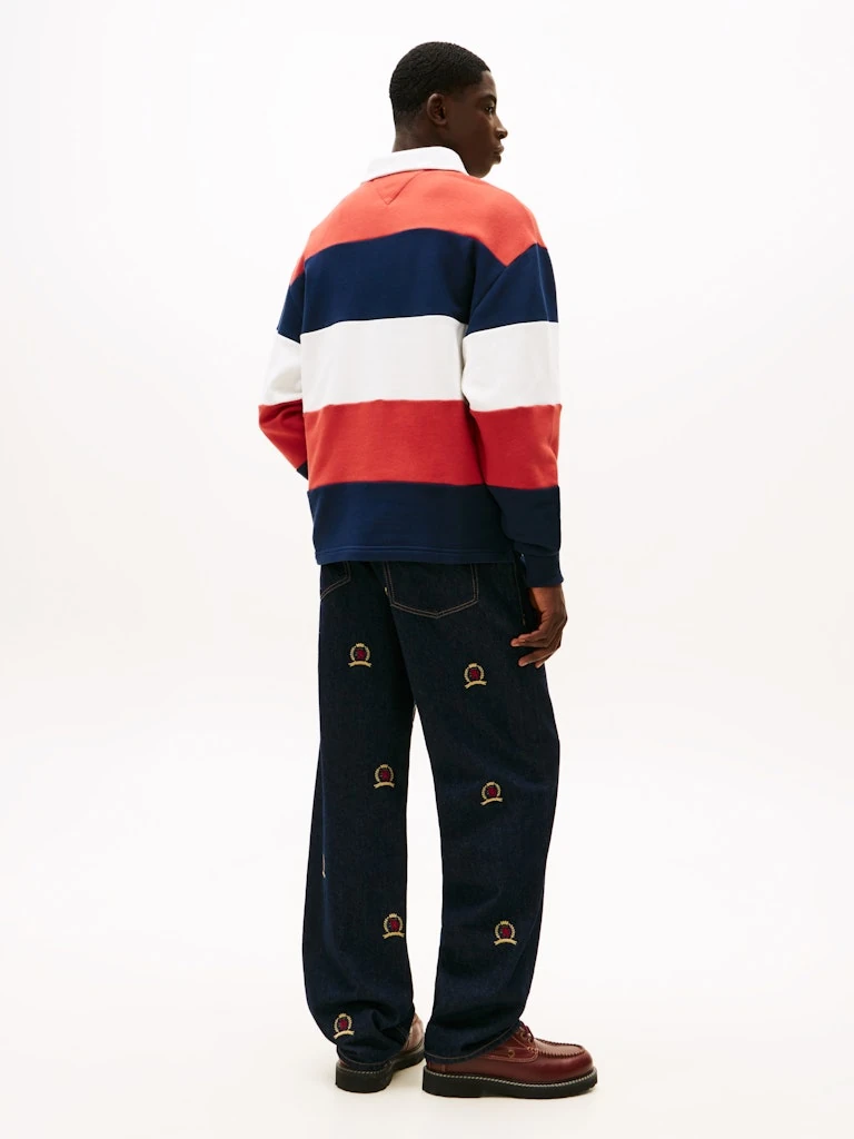 Tommy Hilfiger Erkek Lacivert Pamuk Polo Yaka Sweatshirt