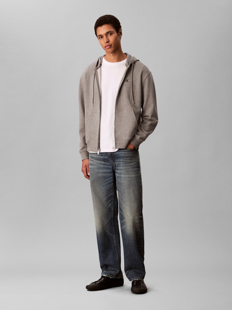 Calvin Klein Erkek Gri Kapşonlu Sweatshirt