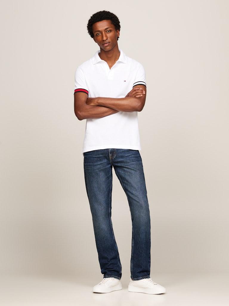 Tommy Hilfiger Beyaz Flag Cuff Erkek Slim Polo