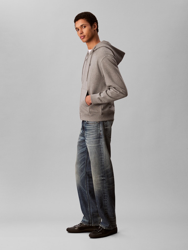 Calvin Klein Erkek Gri Kapşonlu Sweatshirt