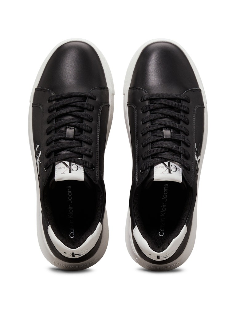 Calvin Klein Deri Siyah Erkek Kısa Taban Sneakers - YM0YM006810GJ
