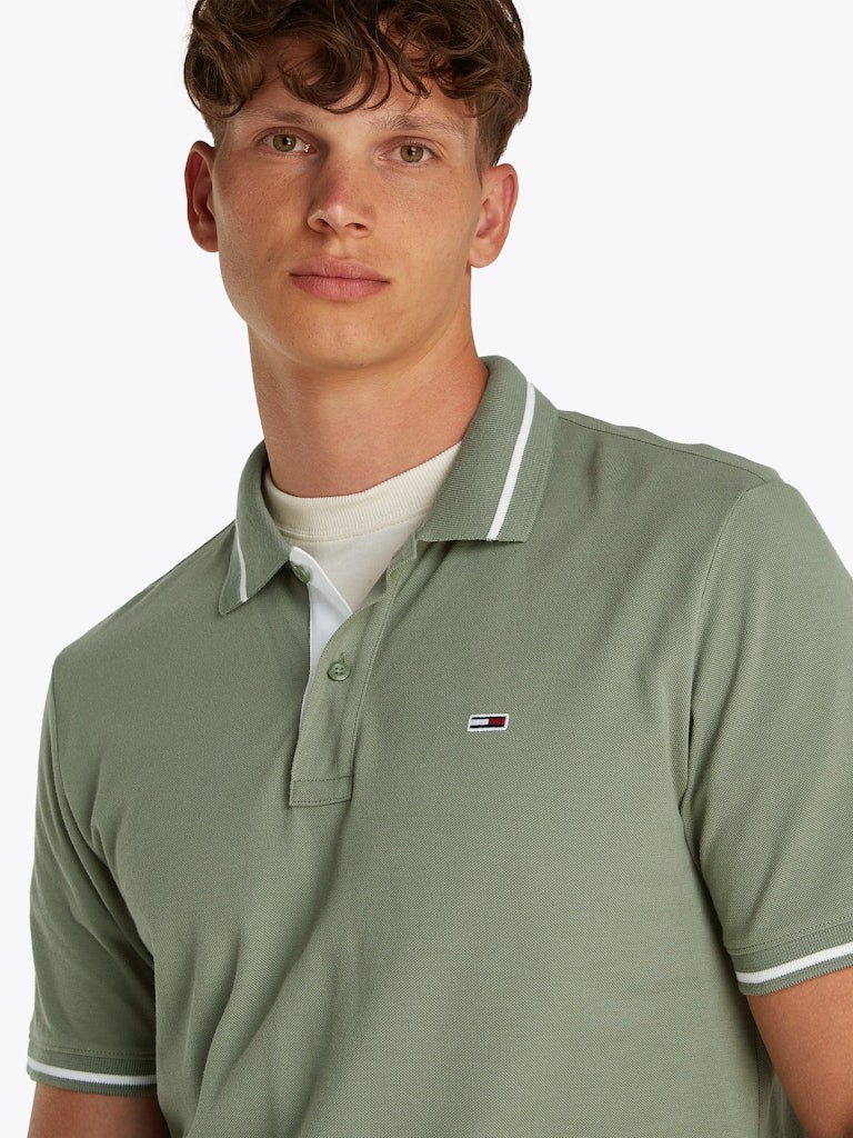 Tommy Hilfiger Rejeneratif Pamuk Yeşil Erkek Kısa Kollu Düğmeli Polo Yaka T-Shirt - DM0DM20745MR6