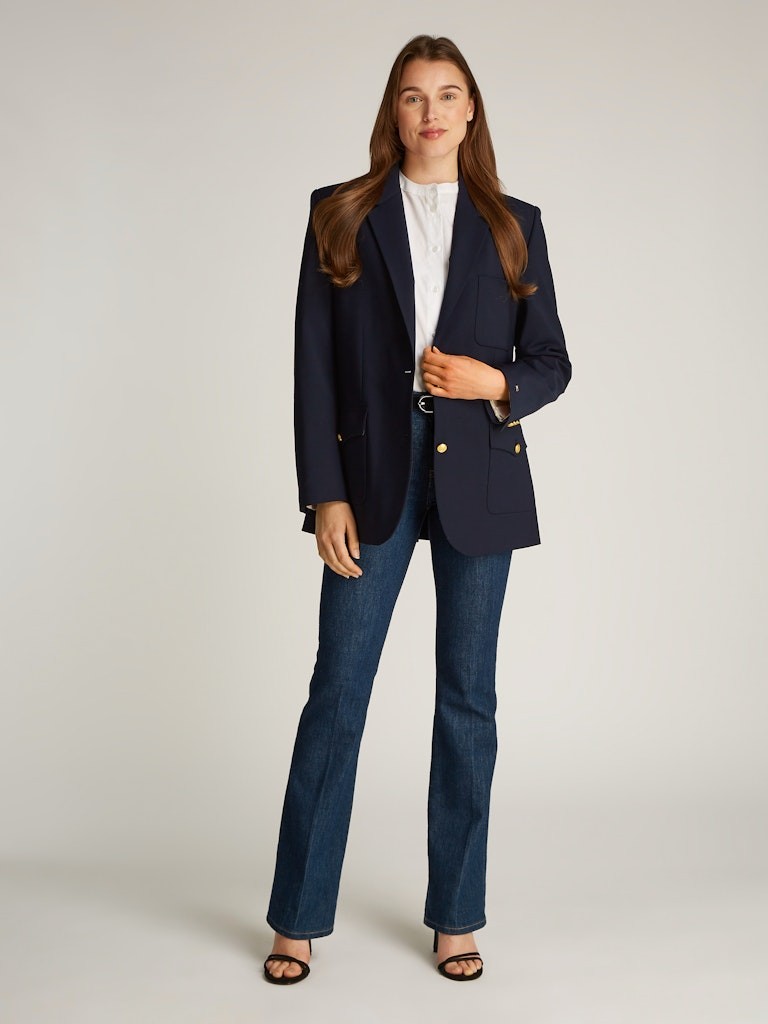 Tommy Hilfiger Pamuk Lacivert Kadın Blazer Ceket