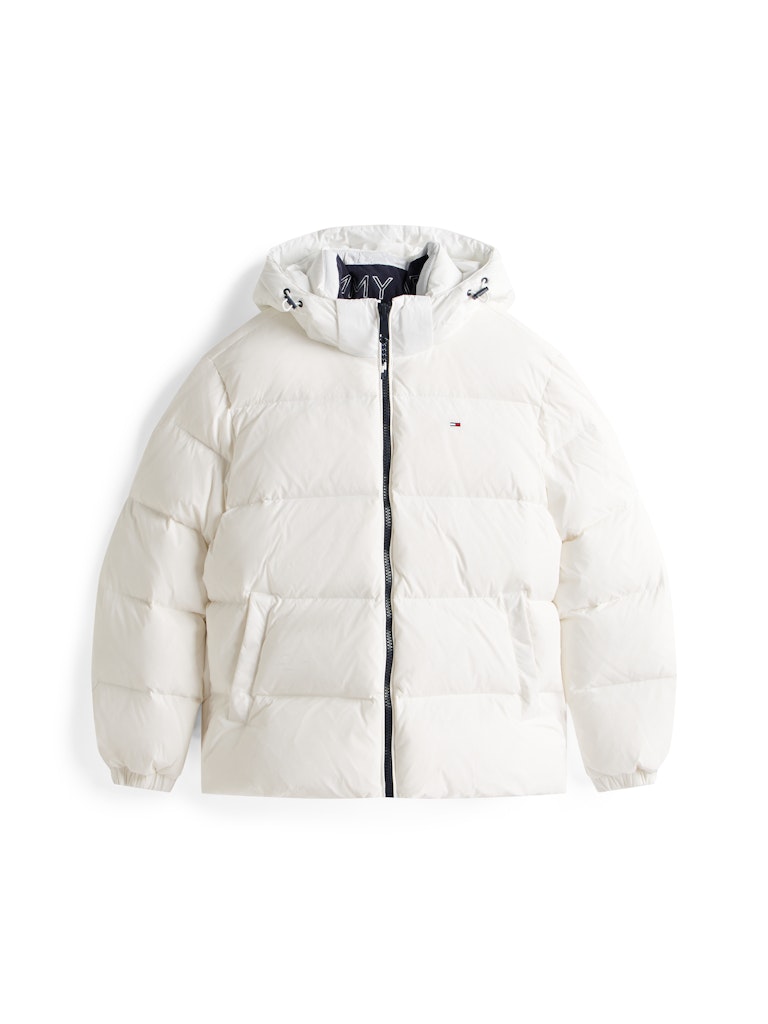 Tommy Hilfiger Erkek Kaz Tüyü Puffer Kapşonlu Beyaz Mont