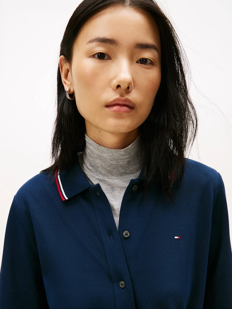 Tommy Hilfiger Kadın Lacivert Polo Yaka Elbise