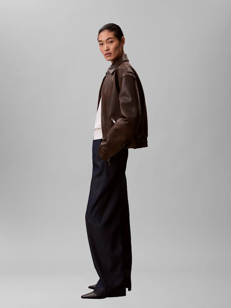 Calvin Klein Kadın Gri Denim Geniş Kesim Jean Pantolon