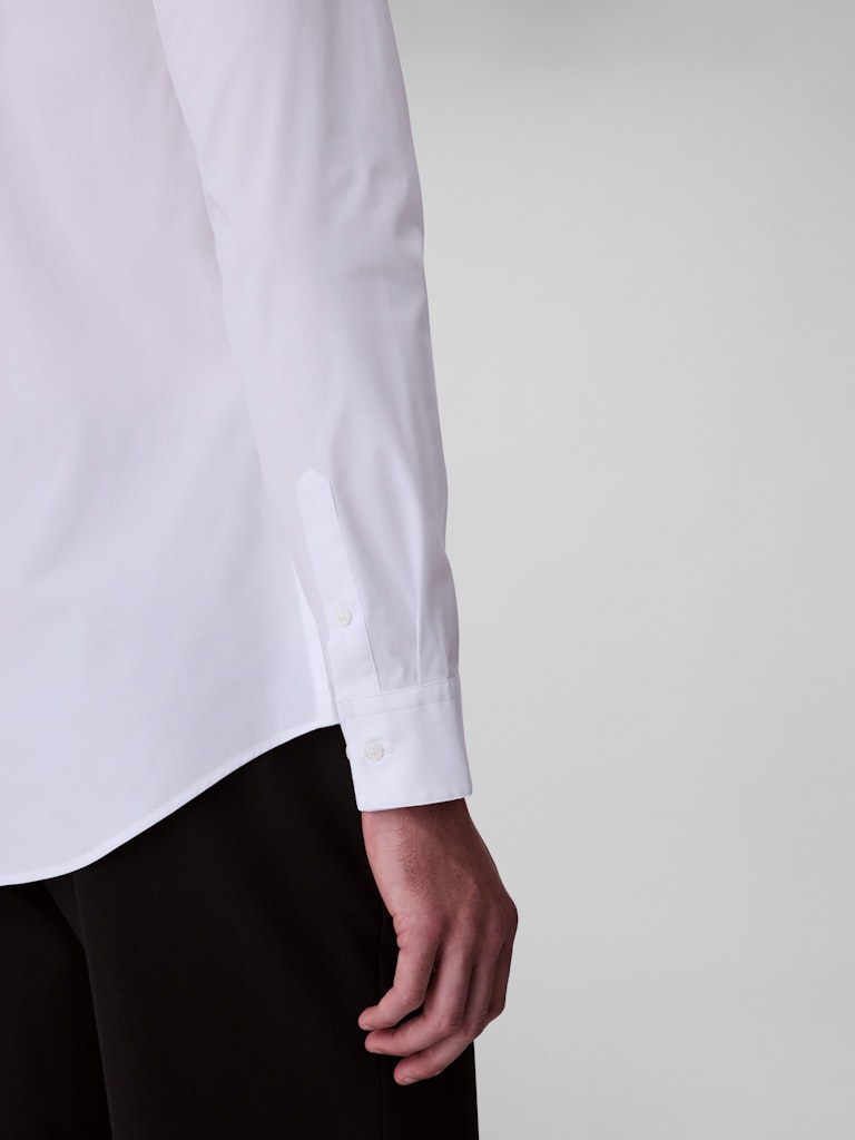 Calvin Klein Erkek Beyaz Poplin Dar Kesim Uzun Kollu Gömlek