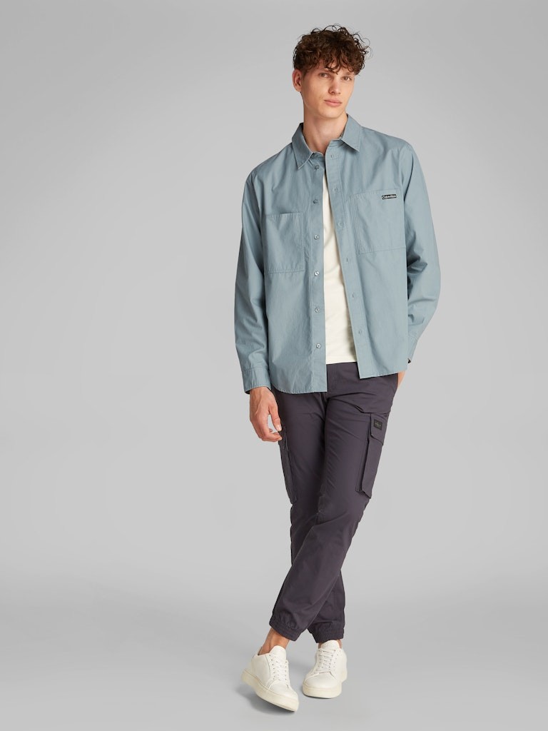 Calvin Klein Poplin Gri Erkek Uzun Kollu Gömlek - J30J326721PC2