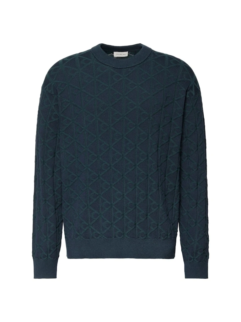 Calvin Klein Erkek Lacivert Pamuk O Yaka Logolu Triko