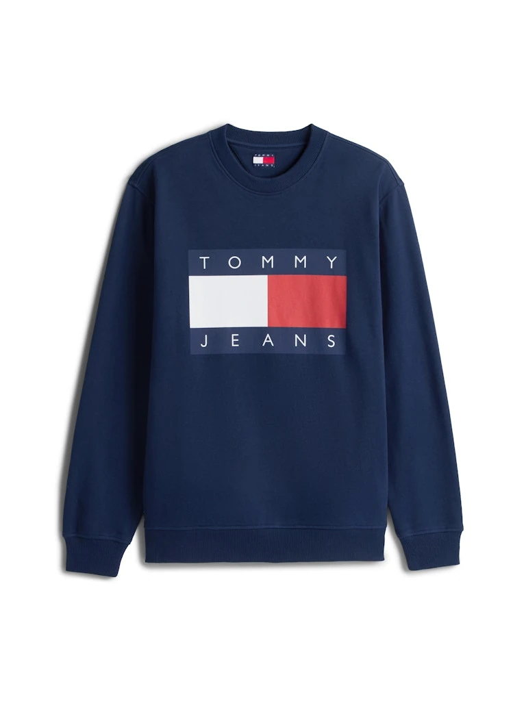 Tommy Hilfiger Erkek Lacivert Pamuk O Yaka Sweatshirt