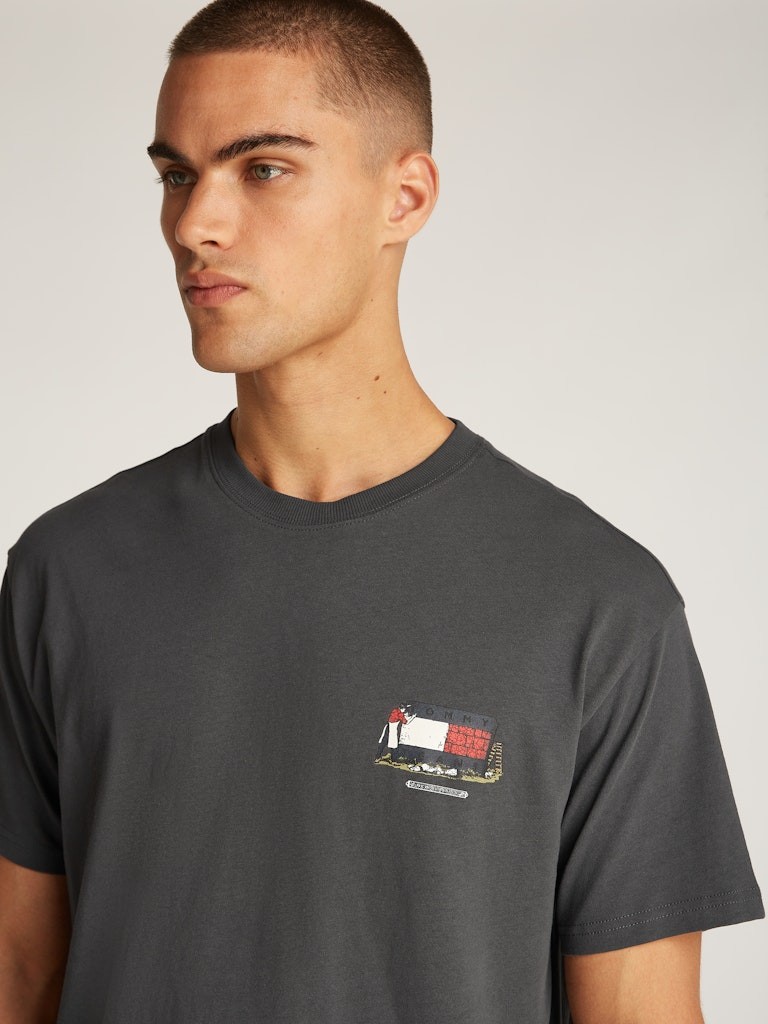 Tommy Hilfiger Pamuk Antrasit Erkek Kısa Kollu T-Shirt - DM0DM20351PT2