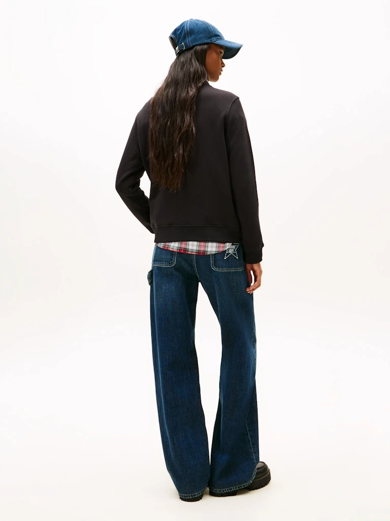 Tommy Hilfiger Kadın Siyah Pamuk O Yaka Sweatshirt