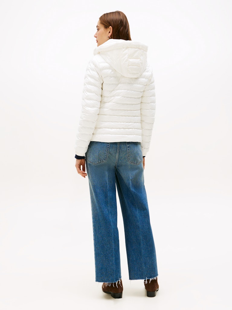 Tommy Hilfiger Kadın Ekru Padded Kapşonlu Mont