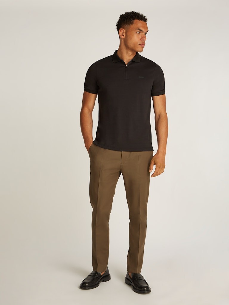 Calvin Klein Organik Pamuk Siyah Erkek Kısa Kollu Fermuarlı Polo Yaka T-Shirt - K10K112754BEH