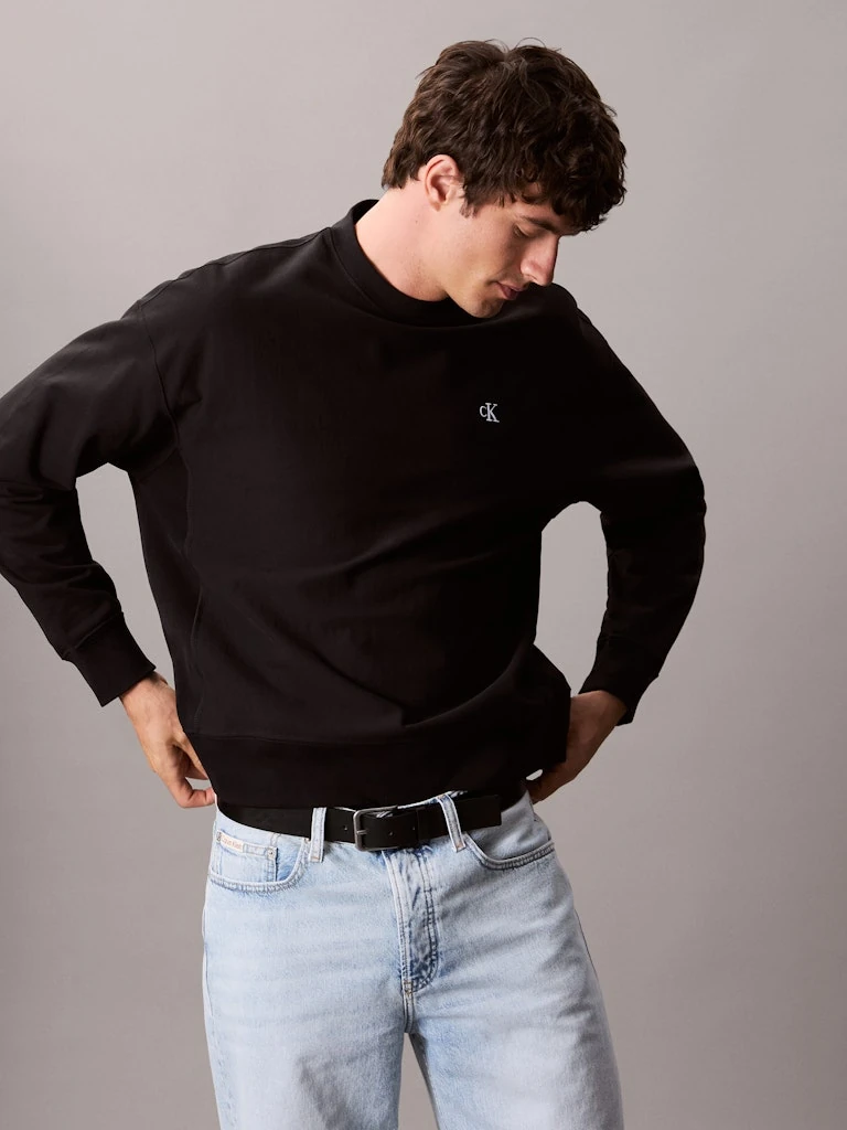 Calvin Klein Erkek Siyah Pamuk O Yaka Sweatshirt