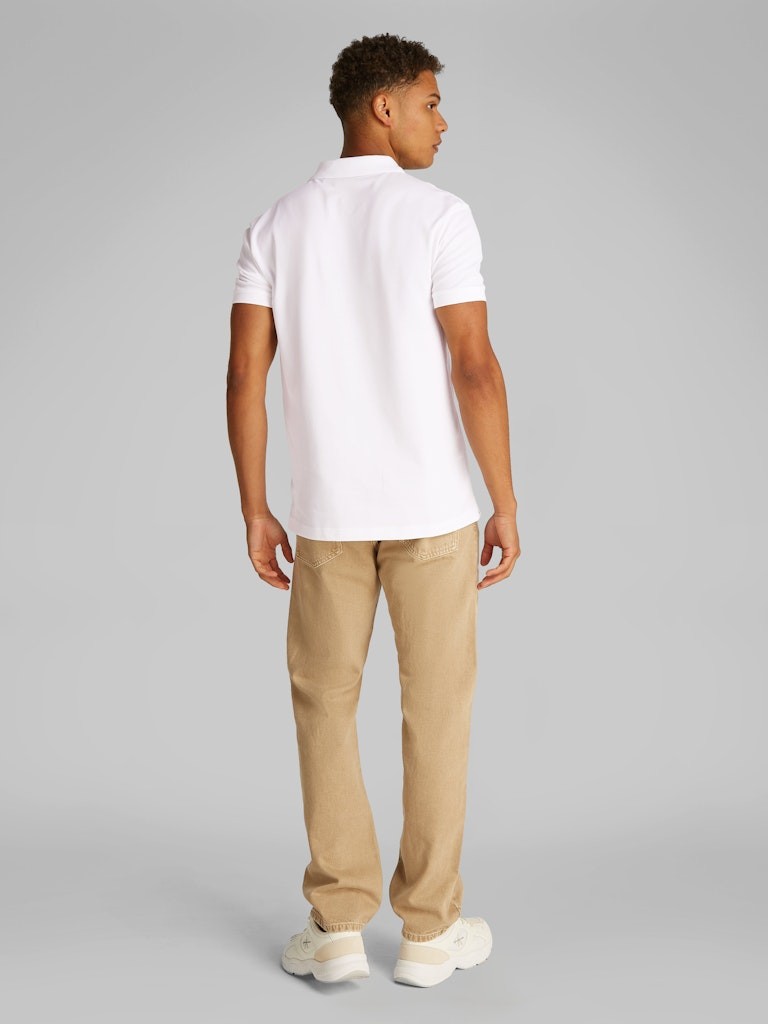 Calvin Klein Organik Pamuk Beyaz Erkek Kısa Kollu Düğmeli Polo Yaka T-Shirt - J30J3256640K4