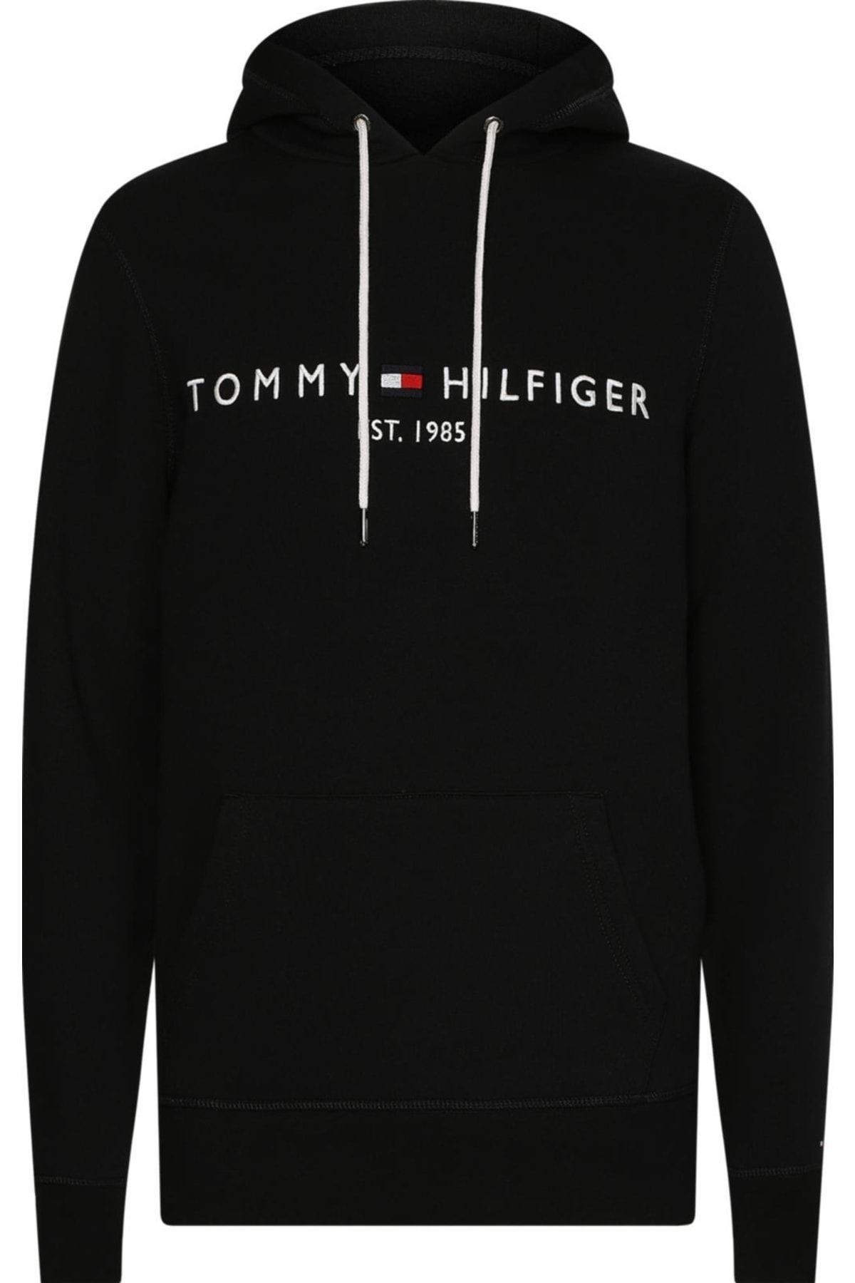 Tommy Hilfiger Pamuk Siyah Erkek Kapşonlu Sweatshirts