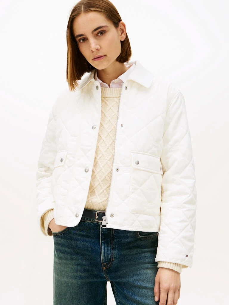 Tommy Hilfiger Kadın Beyaz Padded Mont