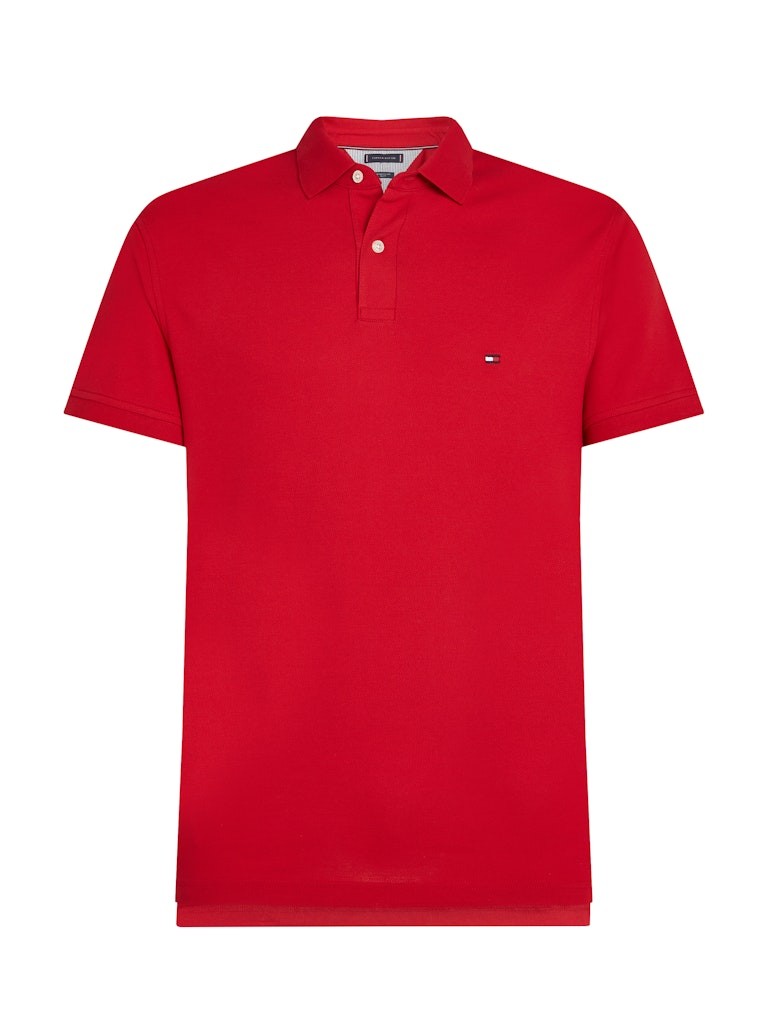 Tommy Hilfiger Organik Pamuk Kırmızı Erkek Kısa Kollu Düğmeli Polo Yaka T-Shirt