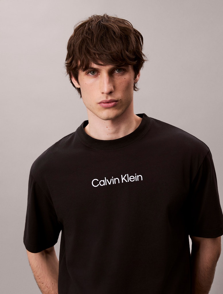 Calvin Klein Erkek Siyah O Yaka Logolu T-Shirt