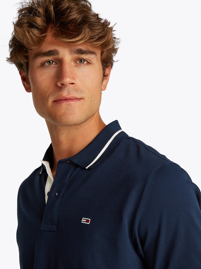 Tommy Hilfiger Rejeneratif Pamuk Lacivert Erkek Kısa Kollu Düğmeli Polo Yaka T-Shirt - DM0DM20745C1G