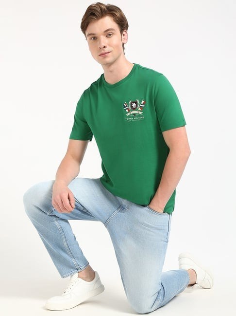 Tommy Hilfiger Pamuk Yeşil Erkek Kısa Kollu T-Shirt - MW0MW39970L4F