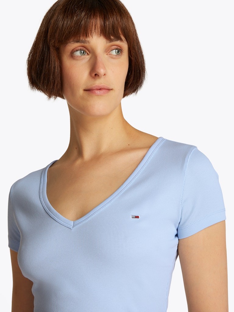 Tommy Hilfiger Rejeneratif Pamuk Mavi Kadın Kısa Kollu T-Shirt - DW0DW17385C3Q