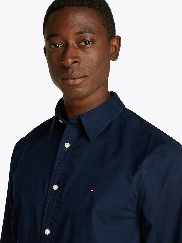 Tommy Hilfiger Poplin Lacivert Erkek Uzun Kollu Gömlek - MW0MW38137DW5