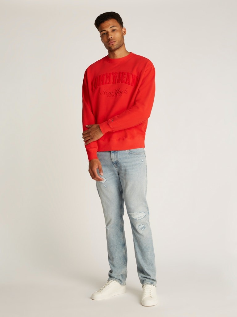 Tommy Hilfiger Kırmızı Erkek Bisiklet Relaxed Sweatshirt - DM0DM20262XME
