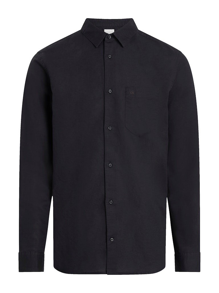 Calvin Klein Keten Siyah Erkek Uzun Kollu Gömlek - K10K114488BEH