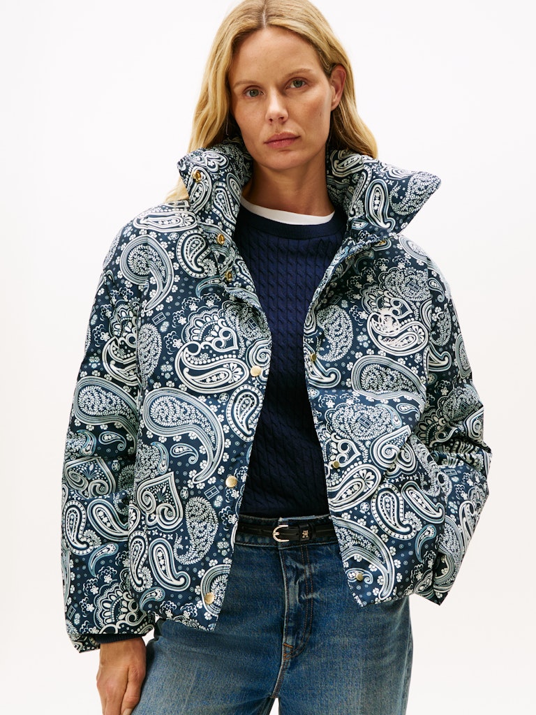 Tommy Hilfiger Kadın Lacivert Kaz Tüyü Puffer Mont
