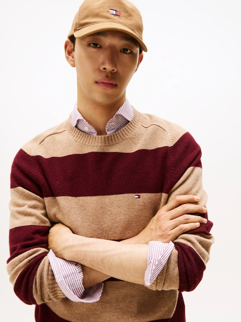 Tommy Hilfiger Erkek O Yaka Bordo Triko