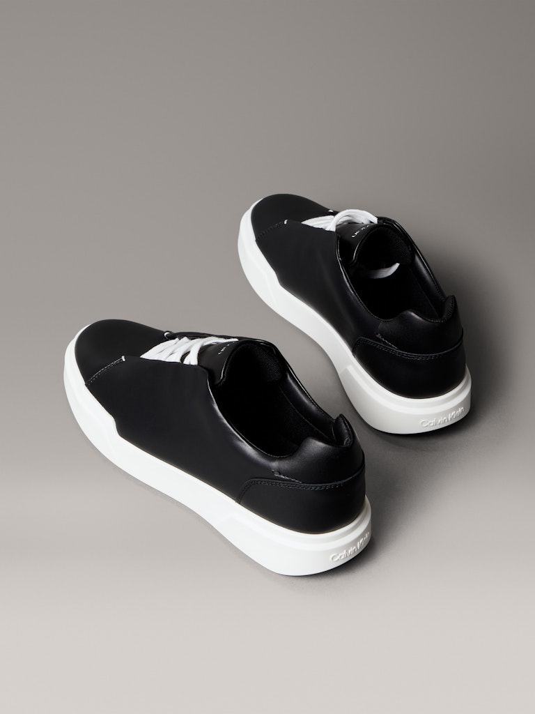 Calvin Klein Erkek Siyah Deri Kısa Taban Chunky Sneakers
