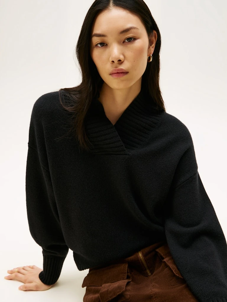 Tommy Hilfiger Kadın Siyah Yarım Boğazlı Triko