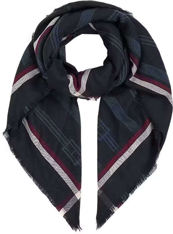 Tommy Hilfiger Pamuk LACİVERT Kadın Desenli Şal - AW0AW17351DW6