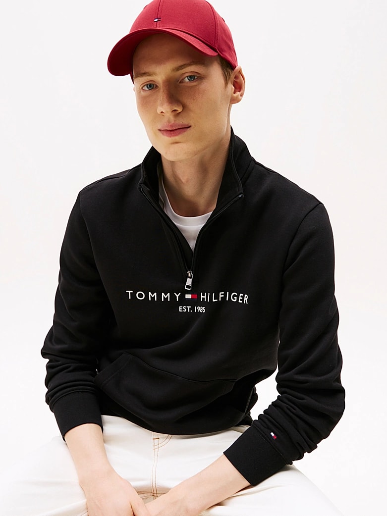 Tommy Hilfiger Erkek Fermuarlı Siyah Sweatshirt