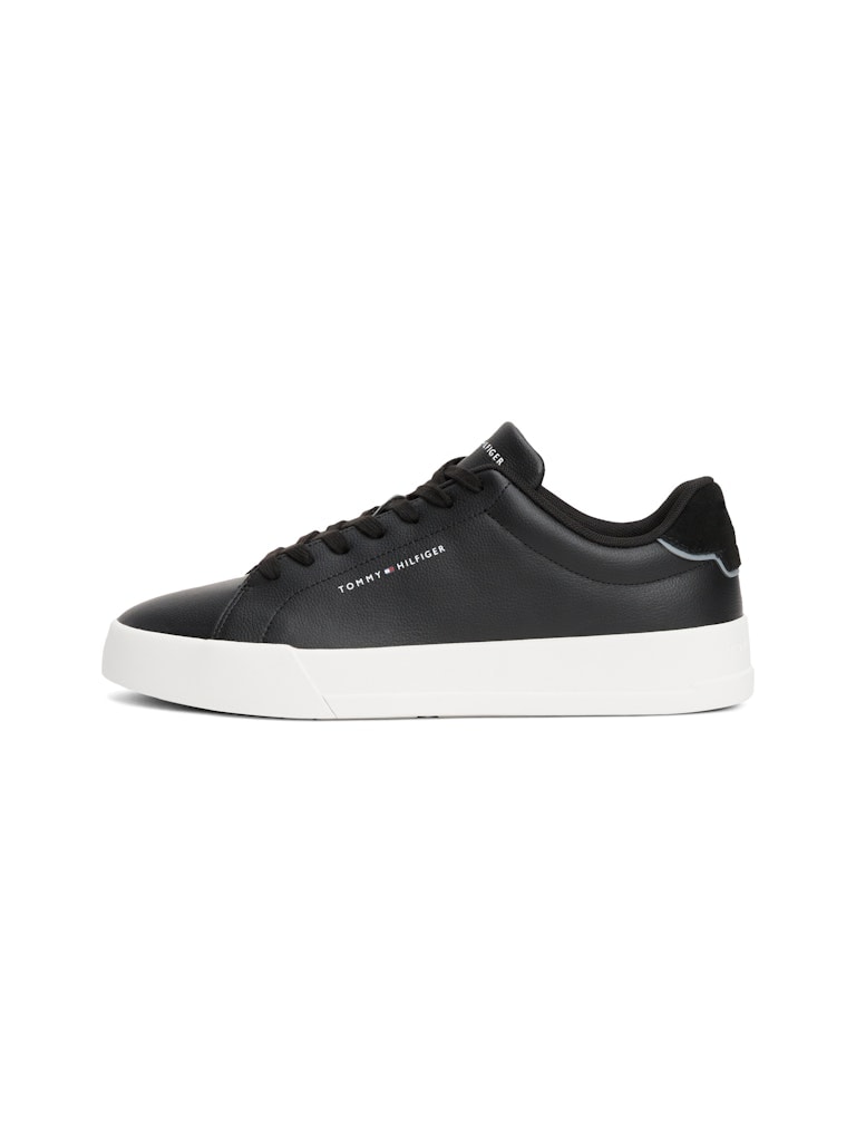 Tommy Hilfiger Deri Siyah Erkek Kısa Taban Sneakers
