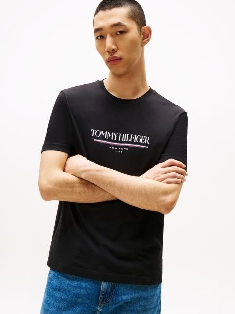 Tommy Hilfiger Erkek Siyah O Yaka T Shirt - MW0MW40324BDS