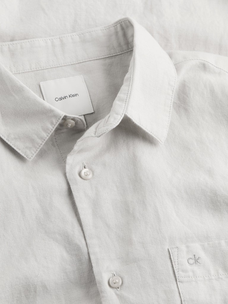 Calvin Klein Keten Bej Erkek Uzun Kollu Gömlek - K10K114488PE0