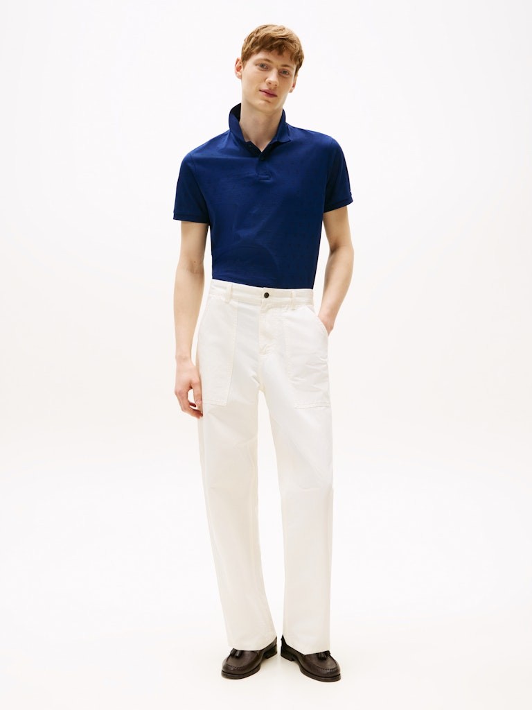 Tommy Hilfiger Erkek Mavi Fermuarlı Polo Yaka T Shirt - MW0MW395590GZ