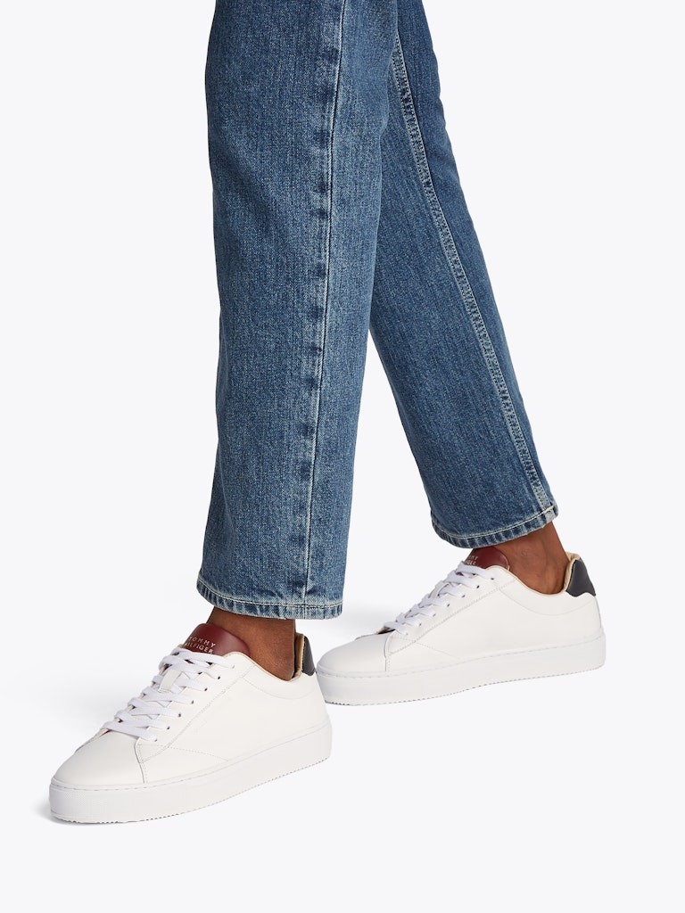 Tommy Hilfiger Deri Beyaz Erkek Kısa Taban Sneakers - FM0FM054120K5