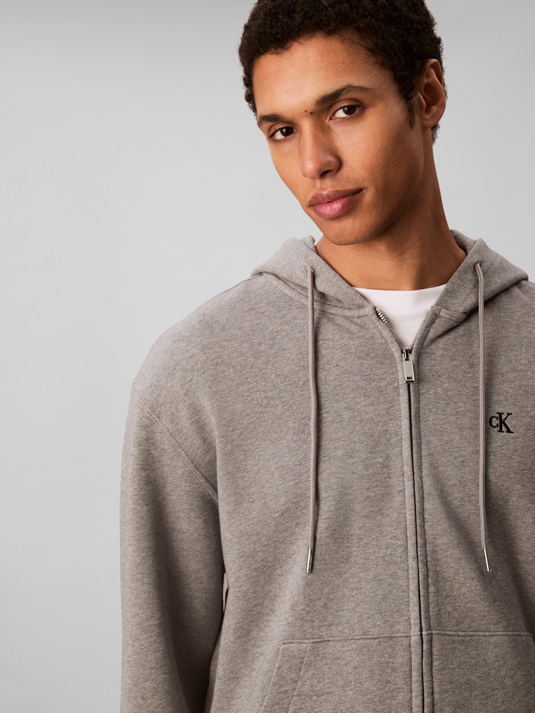 Calvin Klein Erkek Gri Kapşonlu Sweatshirt