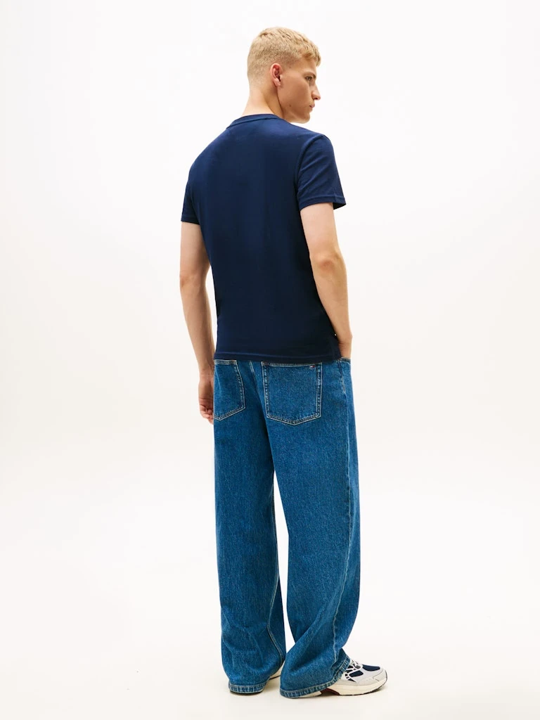 Tommy Hilfiger Erkek Lacivert Pamuk 0 Yaka Kısa Kolu T-Shirt